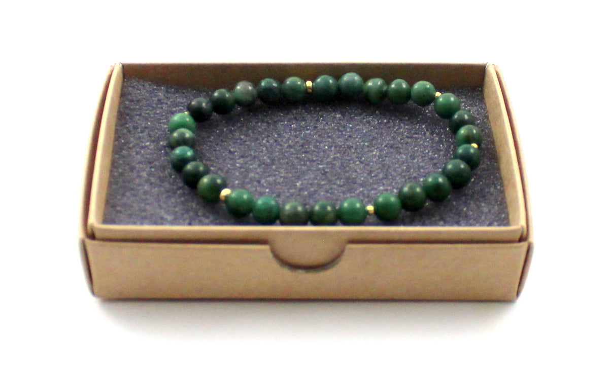 Stretch Bracelet With Sterling Silver and African Jade