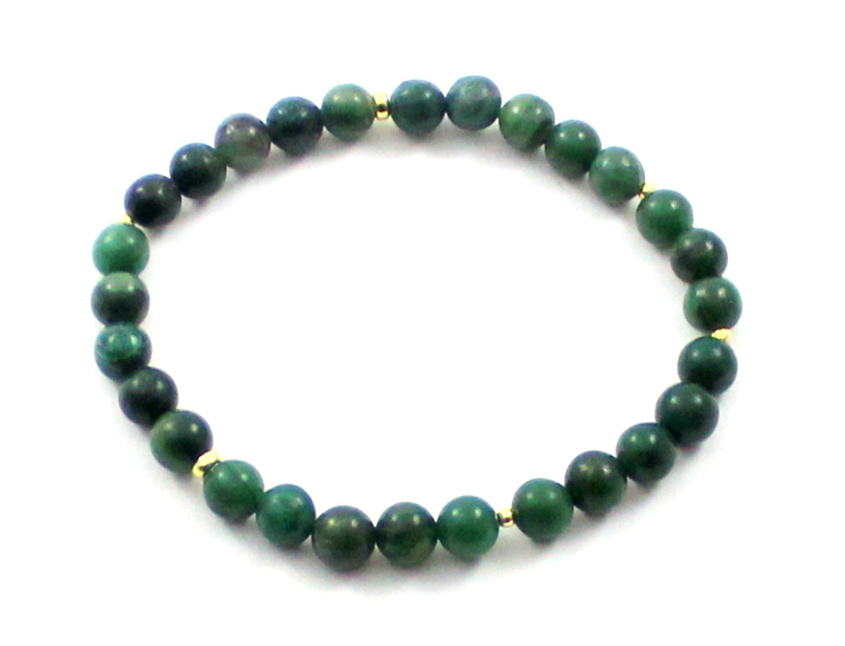 Stretch Bracelet With Sterling Silver and African Jade