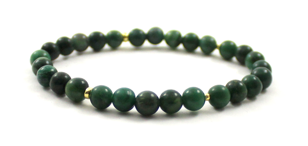 Stretch Bracelet With Sterling Silver and African Jade