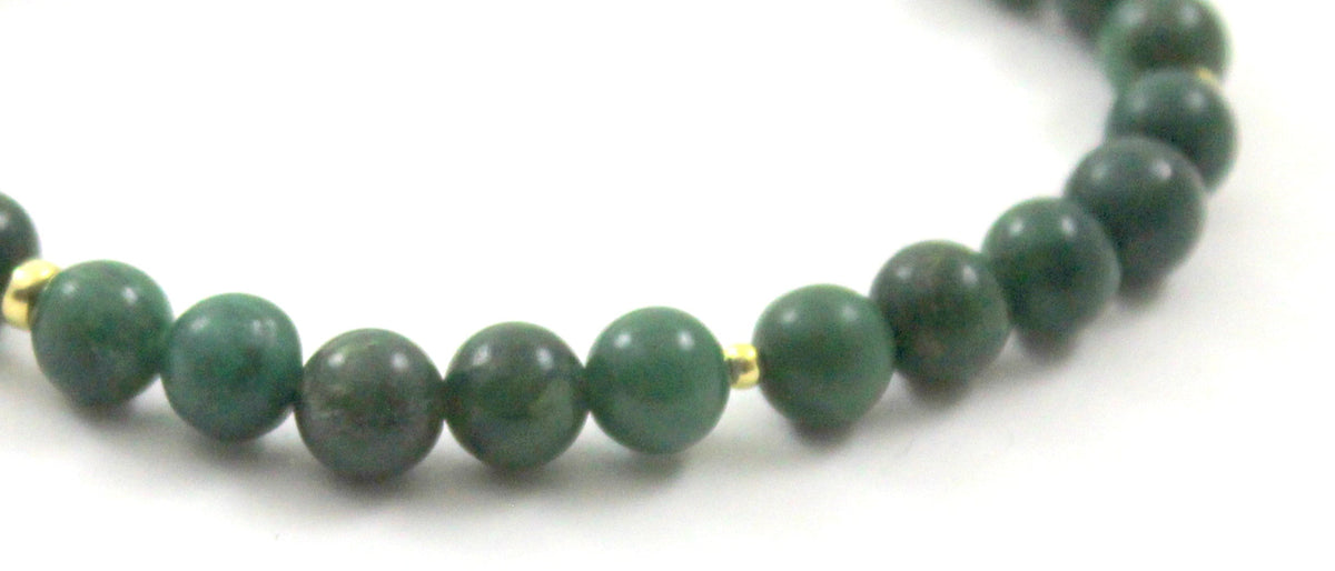 Stretch Bracelet With Sterling Silver and African Jade