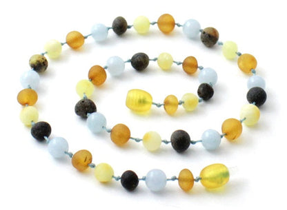 Baltic Amber and Blue Aquamarine Necklaces