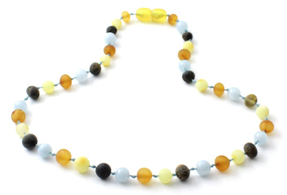 Baltic Amber and Blue Aquamarine Necklaces
