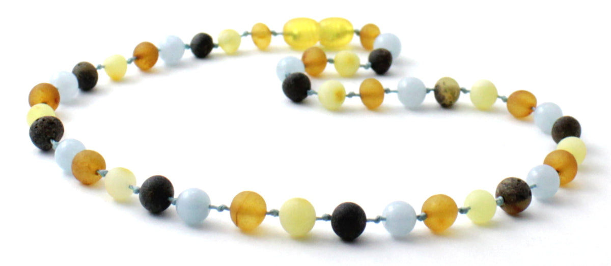 Baltic Amber and Blue Aquamarine Necklaces