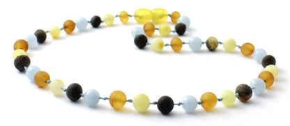 Baltic Amber and Blue Aquamarine Necklaces