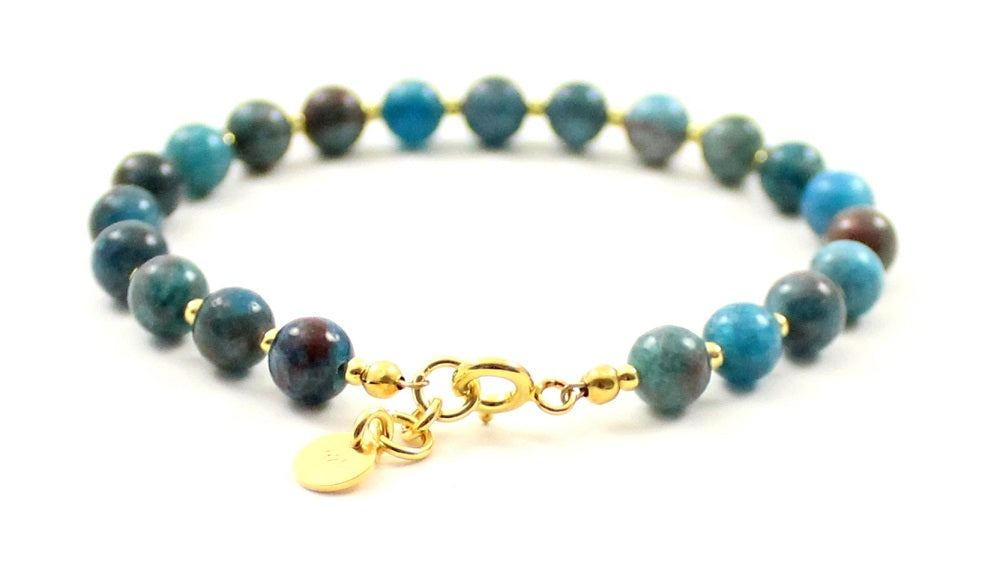 Apatite Blue Bracelet With Silver Beads