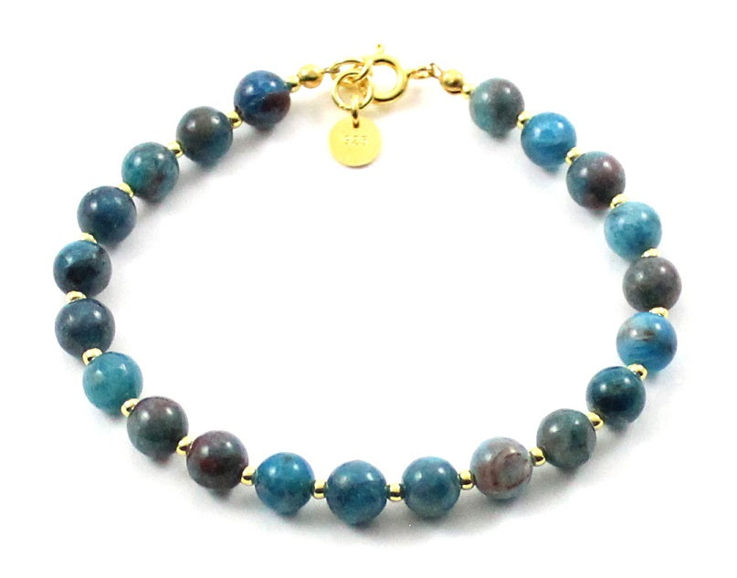 Apatite Blue Bracelet With Silver Beads
