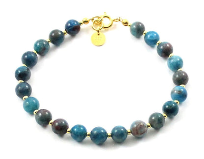 Apatite Blue Bracelet With Silver Beads
