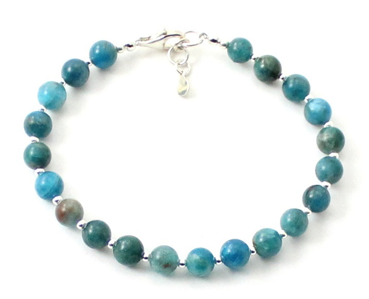 Apatite Blue Bracelet With Silver Beads