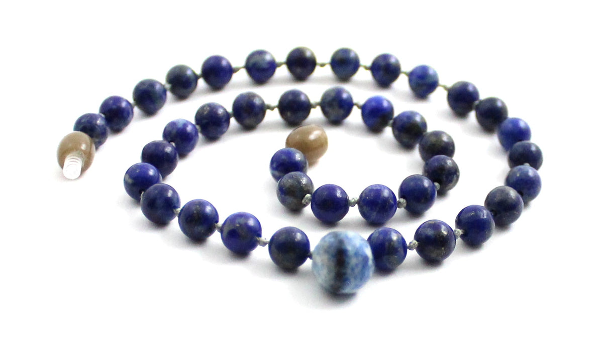 Lapis Lazuli Gemstone Knotted Blue Necklace with Pendant