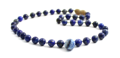 Lapis Lazuli Gemstone Knotted Blue Necklace with Pendant