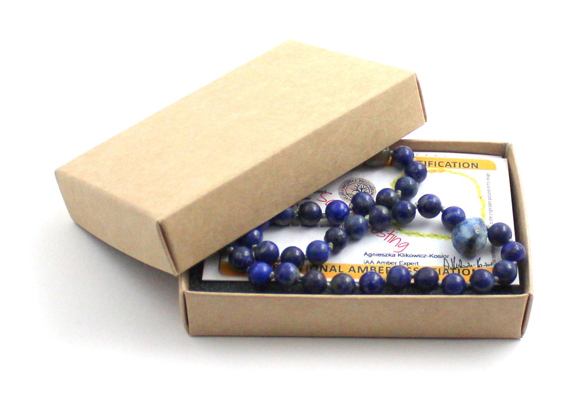 Lapis Lazuli Gemstone Knotted Blue Necklace with Pendant