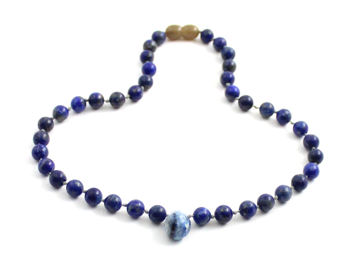 Lapis Lazuli Gemstone Knotted Blue Necklace with Pendant