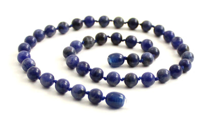 Sodalite Gemstone Knotted Blue Necklace