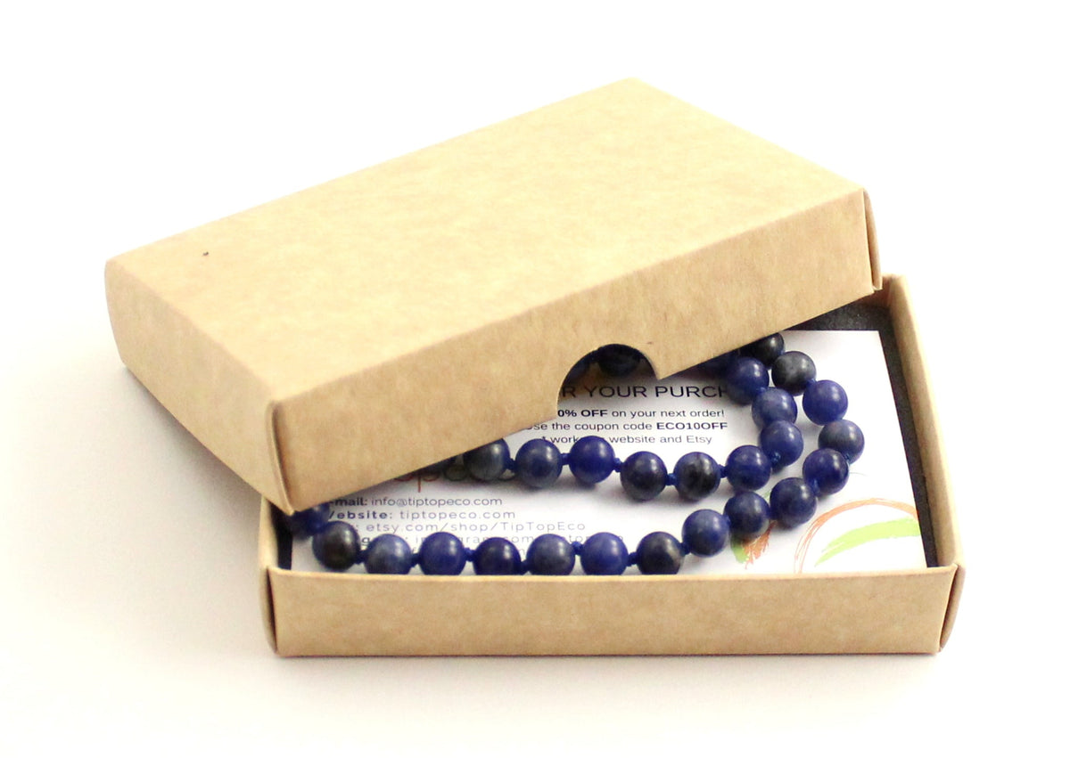 Sodalite Gemstone Knotted Blue Necklace